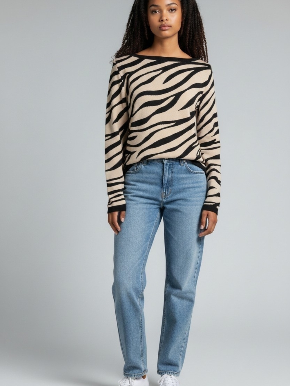 Ann Taylor Black and Beige Zebra-Print Sweater - Picture 1 of 5